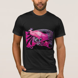 T-SHIRT ELÉGANT PEACOCK EN ROSE, FUCHSIA, NOIR