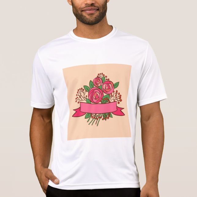 T-shirt Elegant Pink Rose Floral Bouquet (Devant)