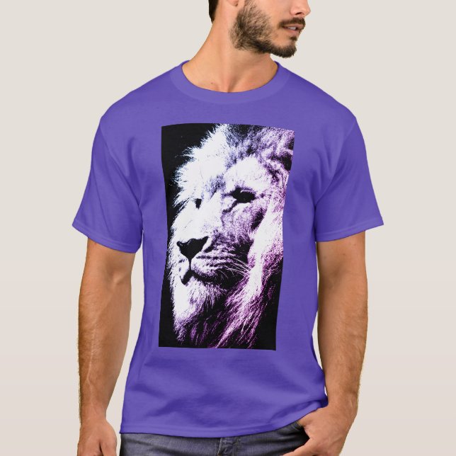 T-shirt Élégant Pop Art moderne tête de lion des hommes vi (Devant)