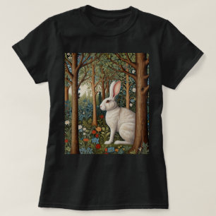 T-shirt Elégant retro boho blanc lapin boisé fleurs