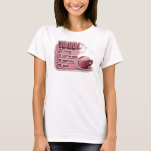T-shirt Élégant rose CAFÉ D'ABORD SAUVEZ LE MONDE Design v