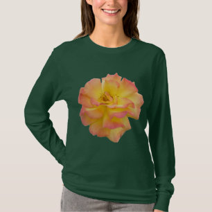 T-shirt Élégant Rose et Jaune Robe Féminine à Manches Long