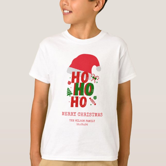 T-shirt Elégant Rouge Vert Blanc Joyeux Noël (Devant)