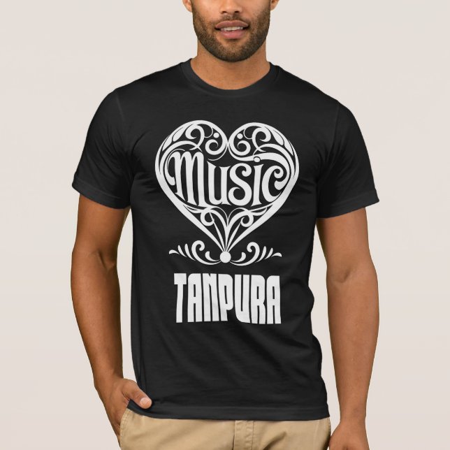 T-shirt Elegant Scrolled Heart for Tanpura Lovers (Devant)
