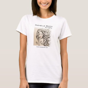 T-shirt Élégant Sepia Chic Wavy Hairstyle extensions de ch
