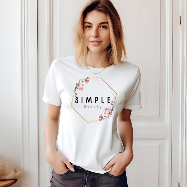 T-shirt élégant Simple Beauty floral minimaliste (Créateur téléchargé)