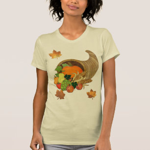 T-shirt Élégant Thanksgiving Mélange de médias Cornucopia 