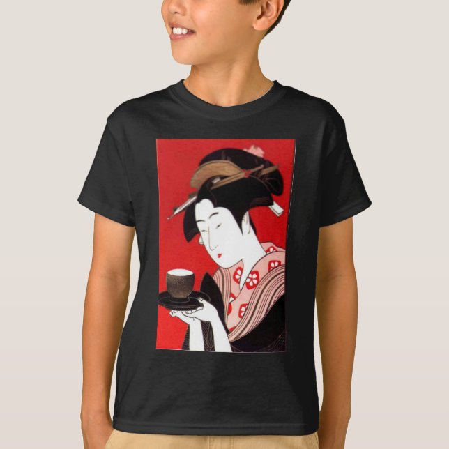 T-shirt Elégant Thé de Lady Japonaise Servir Cérémonie Art (Devant)