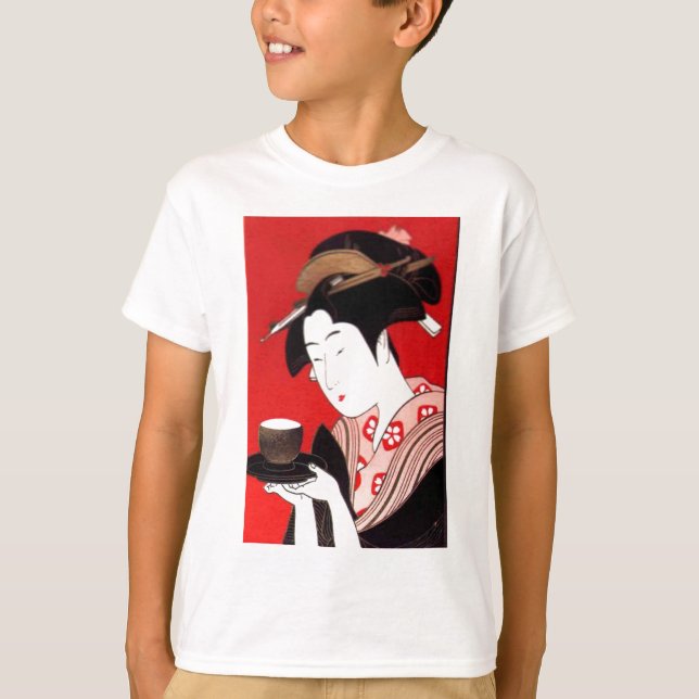 T-shirt Elégant Thé de Lady Japonaise Servir Cérémonie Art (Devant)