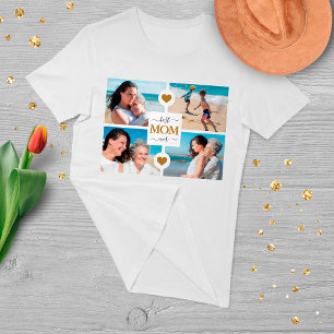 T-shirt Elégant White Gold Best Mom Ever 4 Collage photo