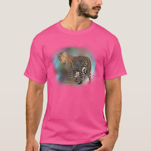 T-shirt Élégant Wow rose Modèle de couleur Leopard moderne