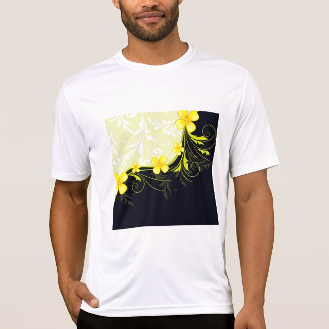 T-shirt Elegant Yellow Floral Damask (Devant)