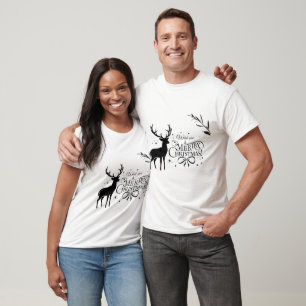 T-shirt Elégante Art de rennes de Noël avec voeux de vacan