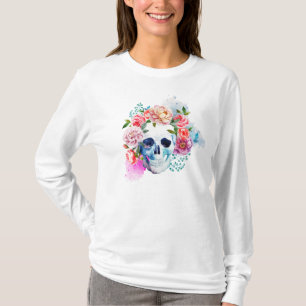 T-shirt Elégante chemise à crâne fleurie Dia de los Muerto