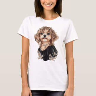 T-shirt Elégante chemise d'aquarelle pour femmes Maltipoo