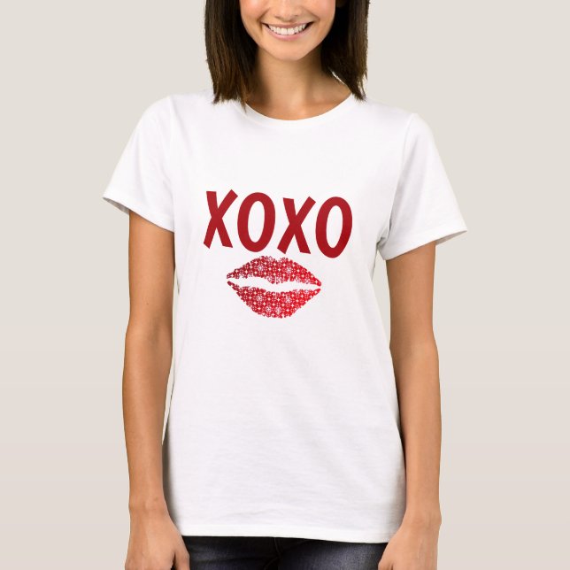 T-shirt Élégante couleur rouge Lip XOXO (Devant)