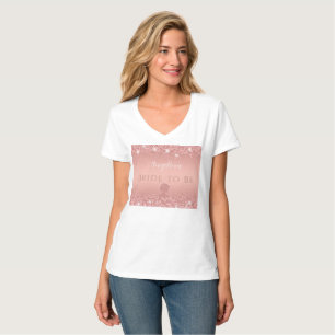 T-shirt Élégante Douche de Mariée Luxe Pailletée Rose Doré