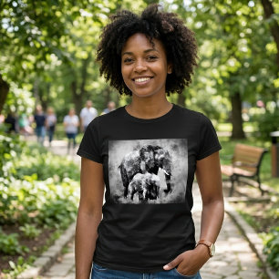 T-shirt Élégante éléphante d'Afrique avec son éléphanteau