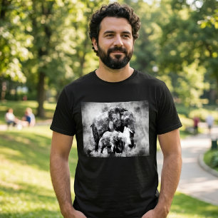 T-shirt Élégante Éléphante d'Afrique femelle avec son élép