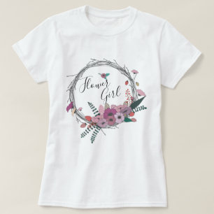 T-shirt Élégante et moderne fille de fleurs à couronne de