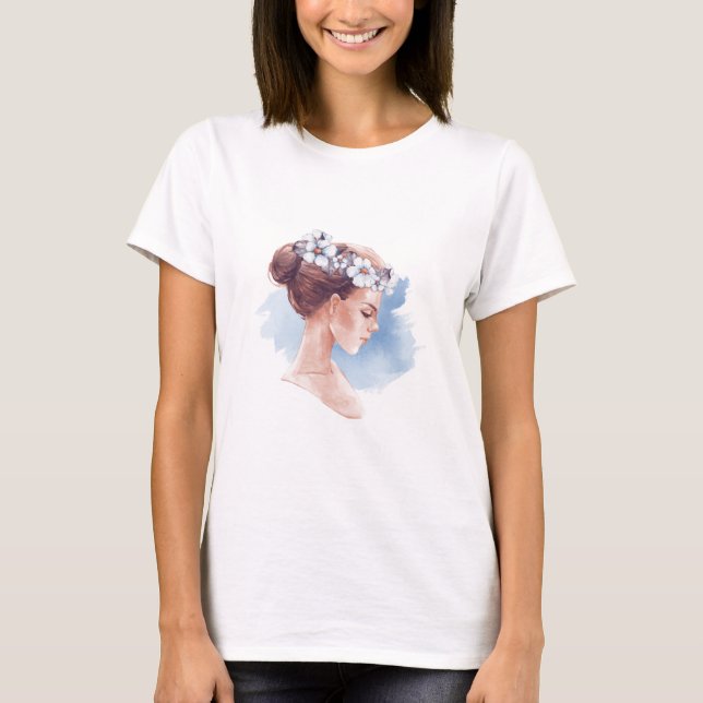 T-shirt Elégante fille aquarelle (Devant)