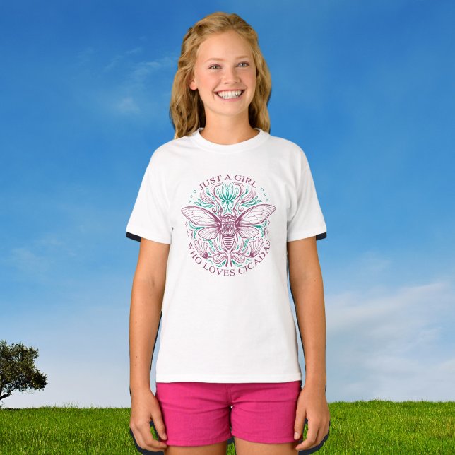 T-shirt Élégante fille qui aime Cicadas Line Citation d'ar (See the whole collection for  gift items for Girls Who Love Cicadas!)