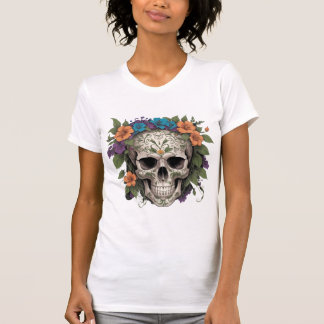 T-shirt Elégante fusion de crâne floral - Audacieux gothiq