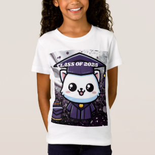 T-Shirt Élégante Gratuation Kitty Purple Gown Balloon