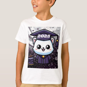 T-shirt Élégante Gratuation Kitty Purple Gown Balloon