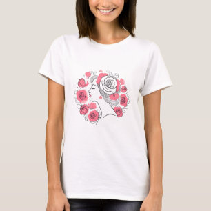 T-shirt Elégante jeune femme abstraite chemise rose