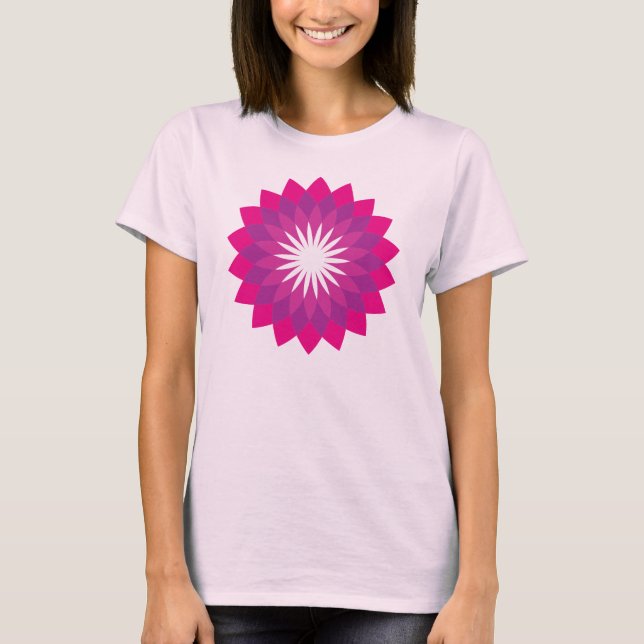 T-shirt Élégante Mandala Fleur Rose (Devant)