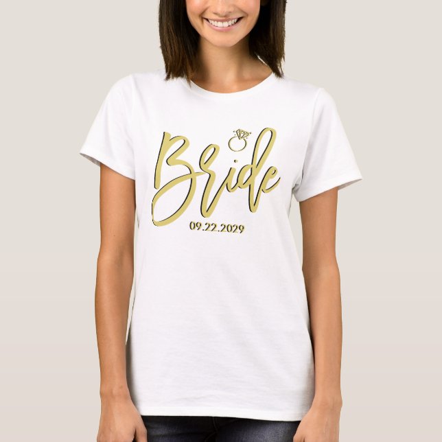 T-shirt Élégante mariée île citrus jaune vert script (Devant)