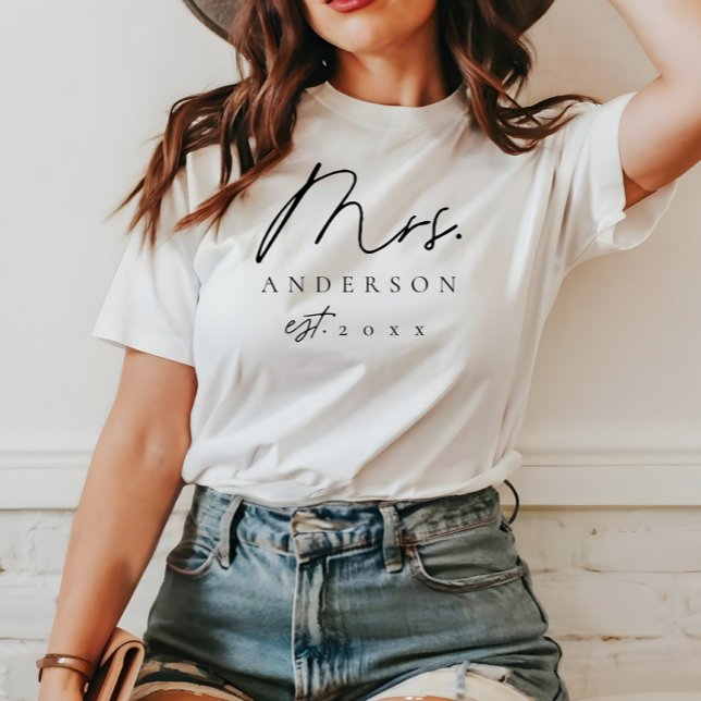 T-shirt Elégante Mme Newlysée Custom Black Script Shirt (Créateur téléchargé)