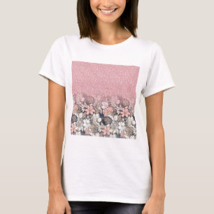 T-shirt Élégante Parties scintillant dorée rose floral 