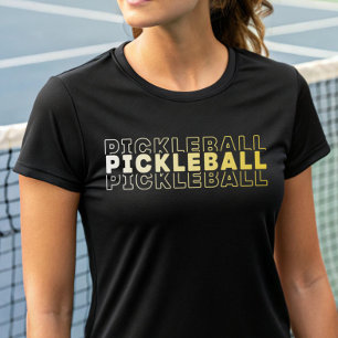 T-shirt Élégante Typographie de Pickleball Blanc Jaune Dor