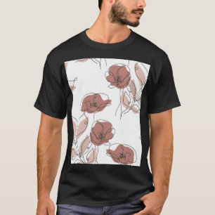 T-shirt Élégantes fleurs de pavot Motif sans couture