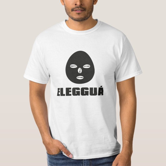 T-shirt Eleggua, noir sur blanc (Devant)