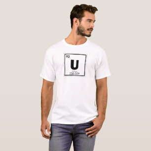 T-shirt Élément chimique de l'uranium, symbole formule chi