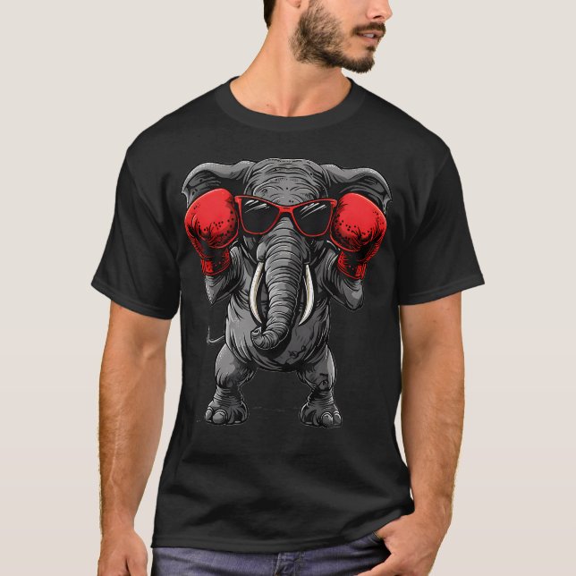 T-shirt Élément de boxe Éléphant avec gants de boxe Kickbo (Devant)