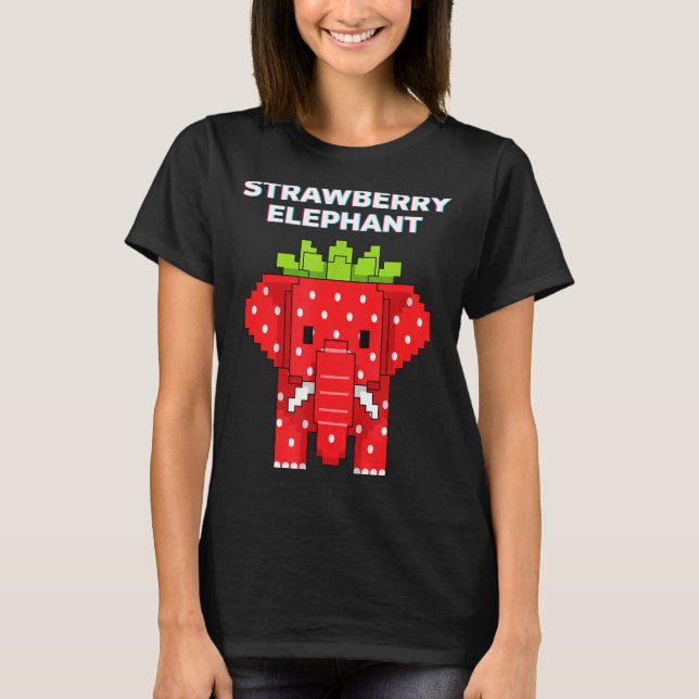 T-shirt Élément de pixel art éléphant fraise animal de jun (Devant)