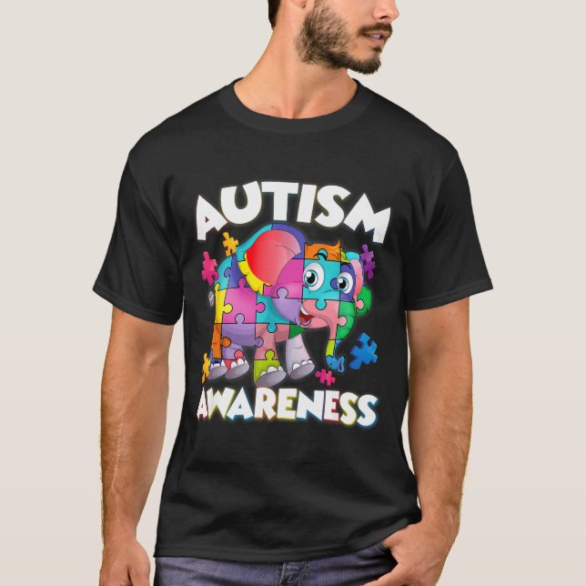 T-shirt Élément de puzzle éléphant mois de sensibilisation (Devant)