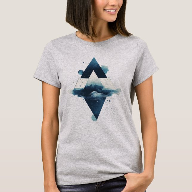 T-shirt Élément d'eau géométrique (Devant)