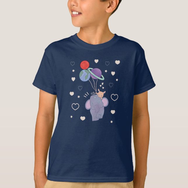 T-shirt Élément et Lapin Montgolfière spatiale | Fantaisis (Devant)
