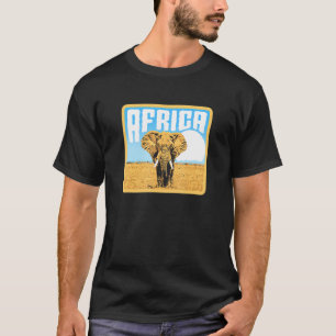 T-shirt Élément graphique rétro Afrique éléphant courant v