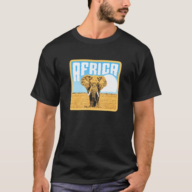 T-shirt Élément graphique rétro Afrique éléphant courant v (Devant)