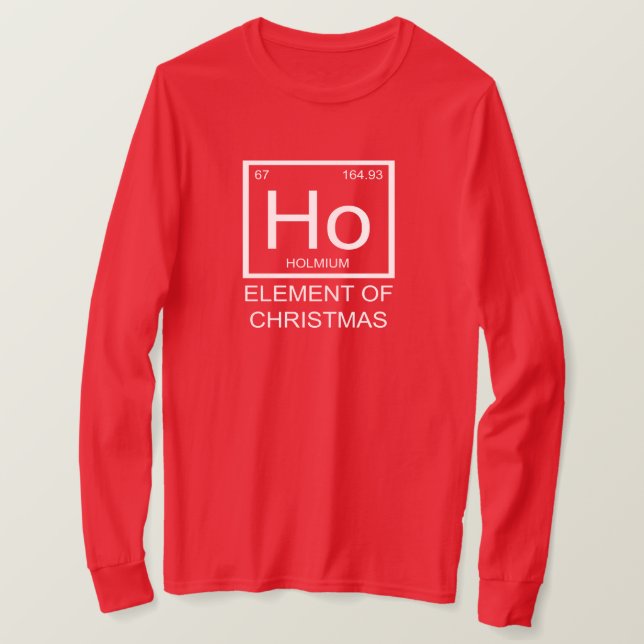 T-shirt Élément Ho de Noël Manches Longues Unisexe (rouge) (Design devant)