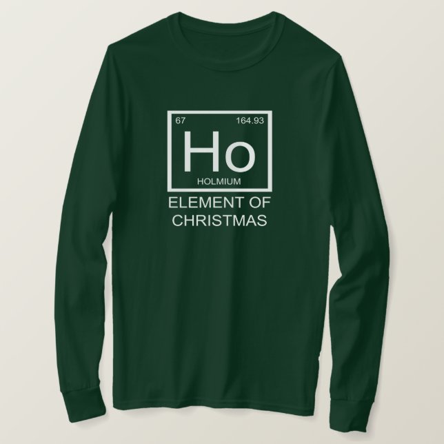 T-shirt Élément Ho de Noël Manches Longues Unisexe (vert) (Design devant)