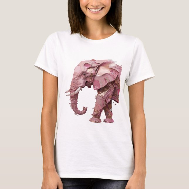 T-shirt Élément Imprimé ÉLÉPHANT ROSE Argenté Cool (Devant)