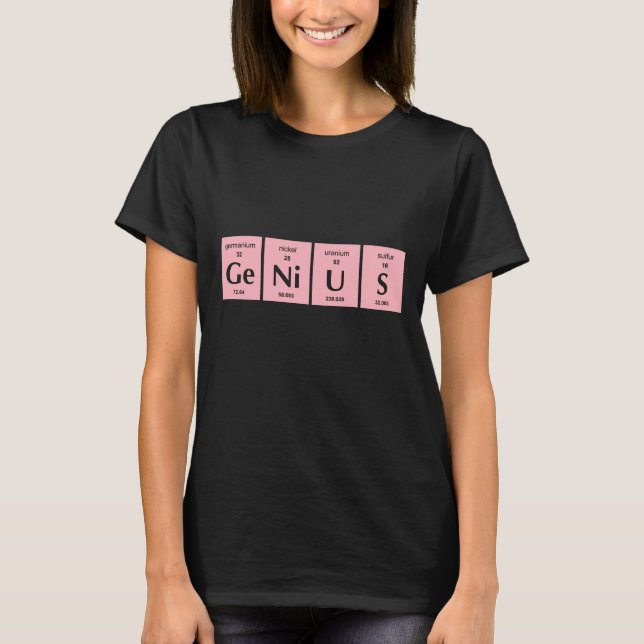 T-shirt Élément rose de chimie de Liht de génie (Devant)
