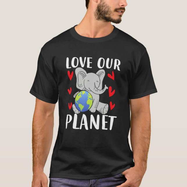 T-shirt Élémentaire Terre Éléphant Planète Amour Environne (Devant)